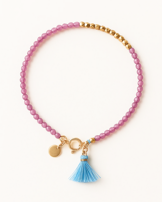 Azar – Gemstone Bead Bracelet with Tassel Charm