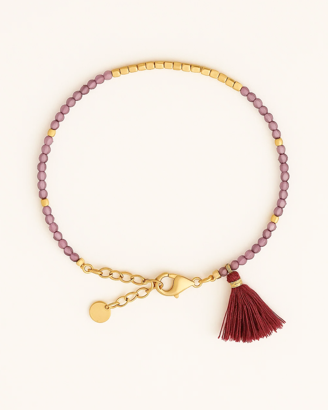 Azar – Gemstone Bead Bracelet with Tassel Charm